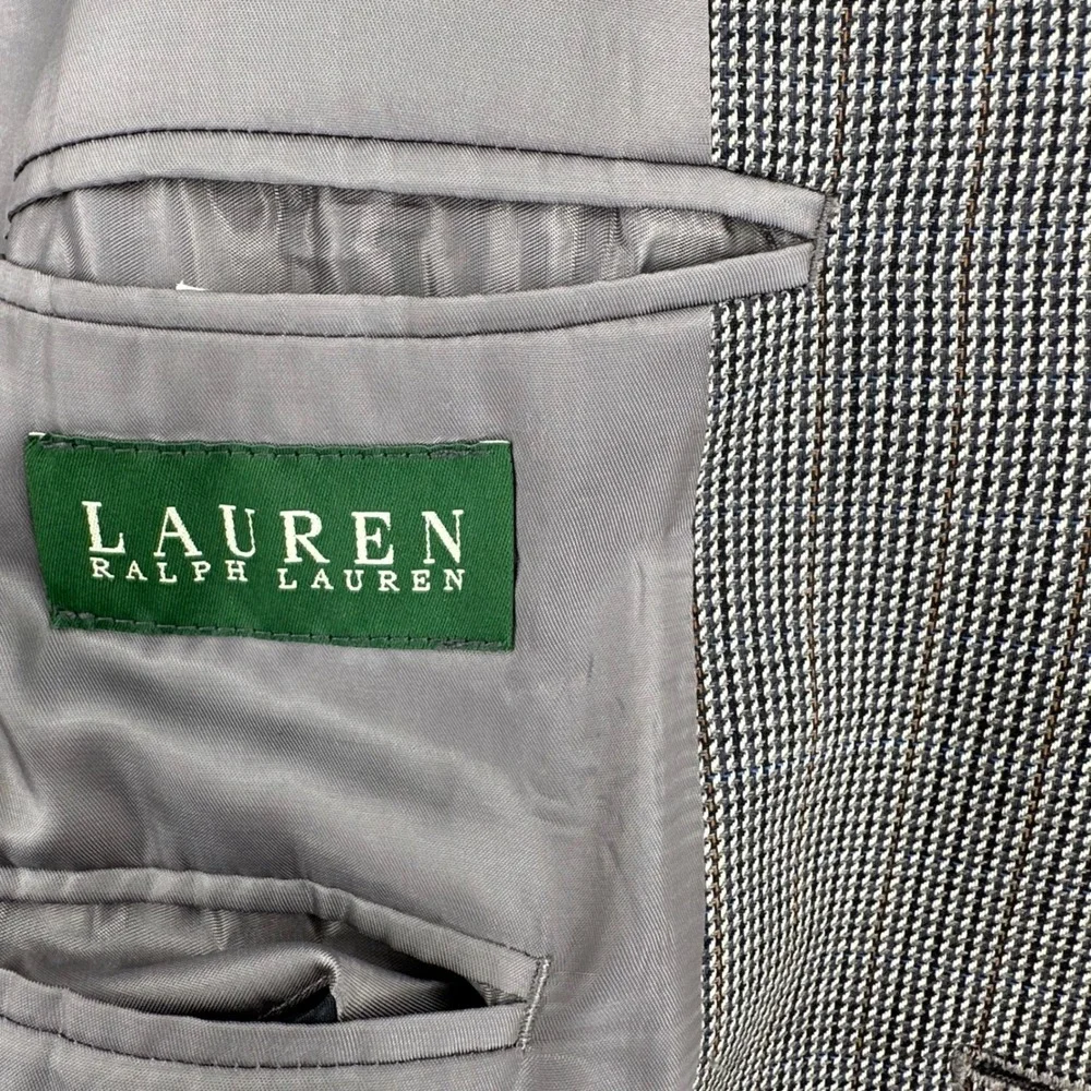 Lauren Ralph Lauren Mens 44L WOOL Houndstooth Micro Check 2-Button Blazer Sport